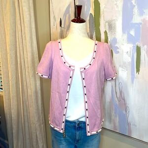 St. John Collection Lavender Cardigan with White Trim